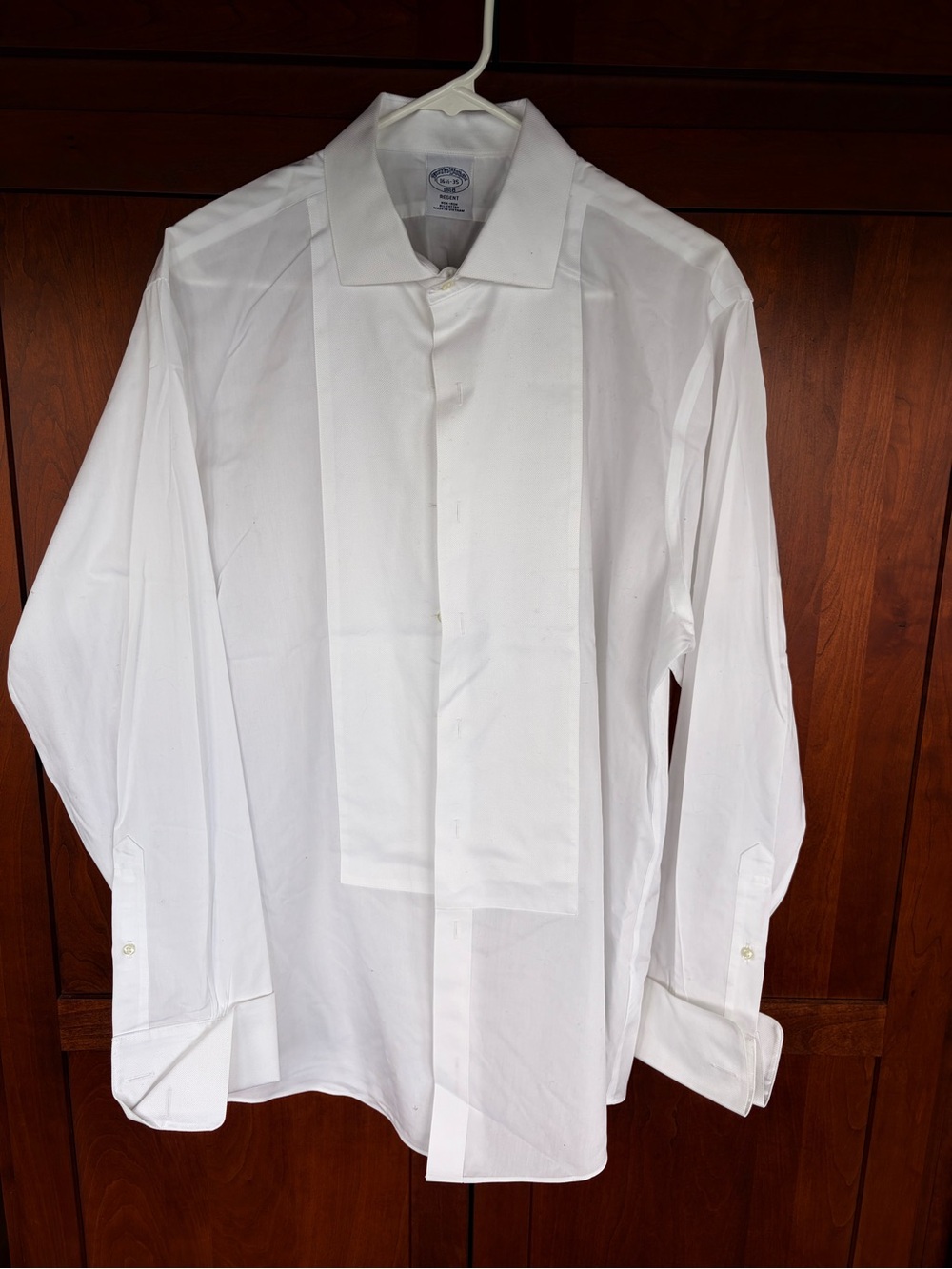 Brooks Brothers Regent Tuxedo Shirt Mens 16.5-35 White Cotton Bib French Cuff